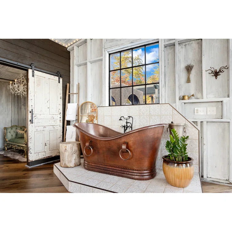 Copper Bathtub with Front Rings
