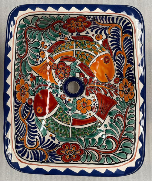 Hand-Painted Talavera Rectangular Sink Sale