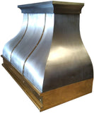 Zinc Range Hood with Brass Trim | 42″ x 56″ Wall-Mount