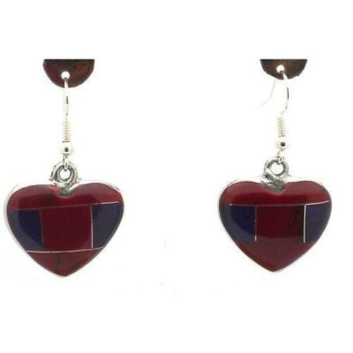 Red Jasper Heart Alpaca Silver Earrings Handmade and Fair Trade