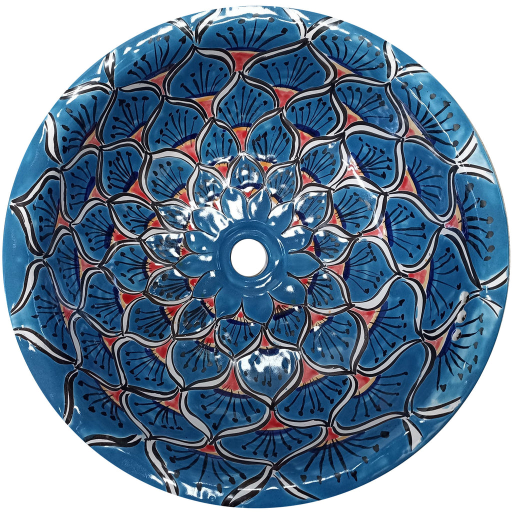 yellow turquoise round talavera bathroom sink