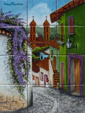 Spanish ceramic tile backsplash mural