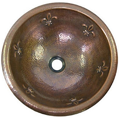 old world round copper bathroom sink