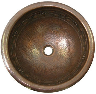 Spanish round copper bathroom sink