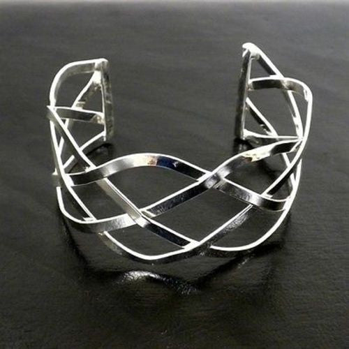 Silver Overlay Cuff Woven Design Handmade and Fair Trade