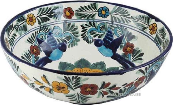 Italian round talavera vessel sink