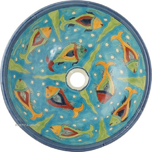 European round talavera bathroom sink