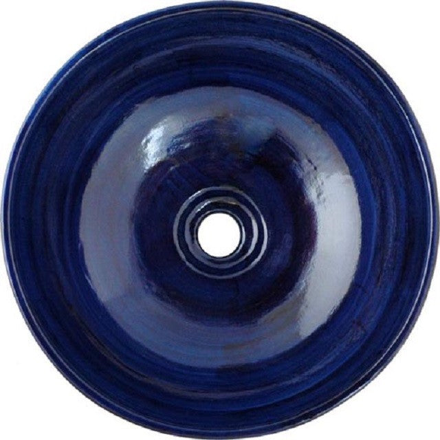 dark blue round talavera bath sink