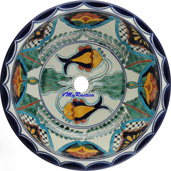 contemporary round talavera bathroom sink