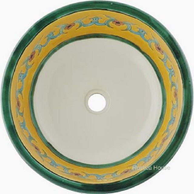 green colonial round talavera bathroom sink
