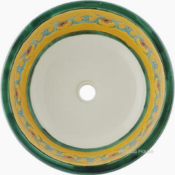 green colonial round talavera bathroom sink