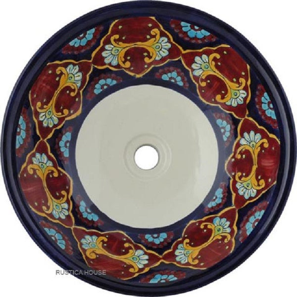 cobalt terra cotta round talavera bathroom sink