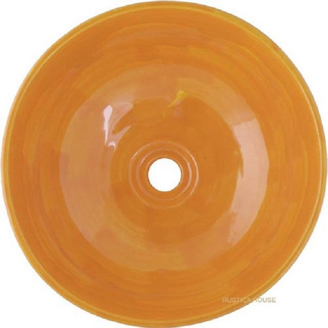 yellow round talavera bathroom sink