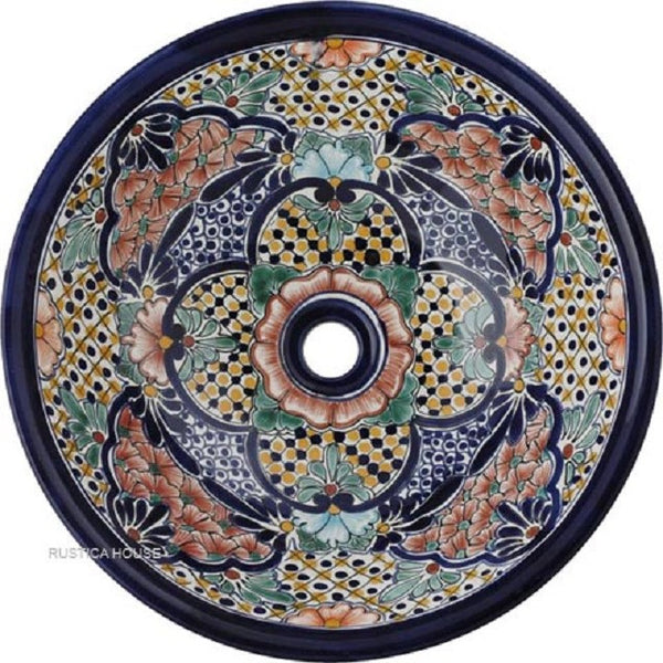 terra cotta green round talavera bathroom sink