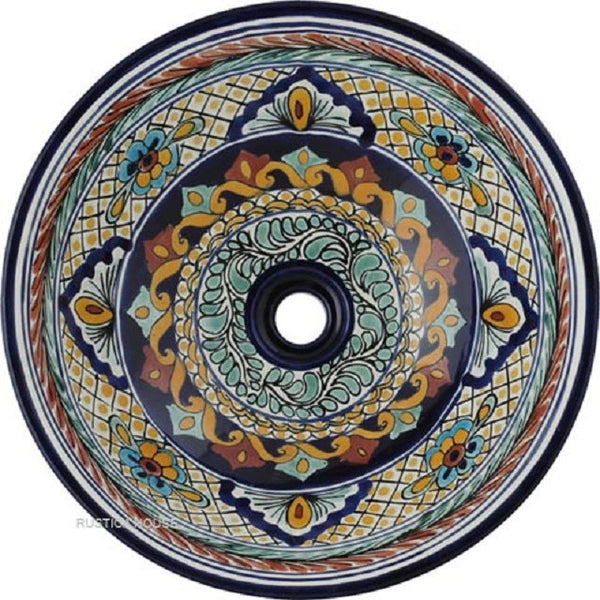 terra cotta cobalt round talavera bathroom sink