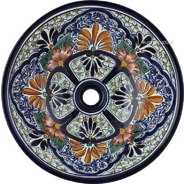 terra cotta old world round talavera bathroom sink