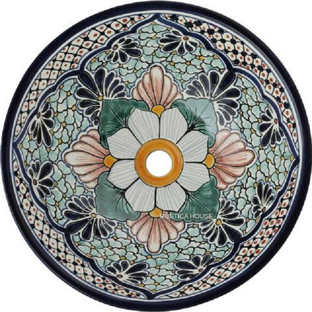 cobalt traditional round talavera bathroom sink
