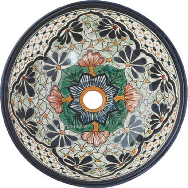 Spanish round talavera bathroom sink