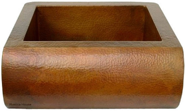 hammered traditional copper kitchen apron sink