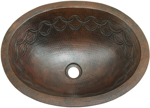 old European oval copper bathroom sink