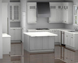 detail image of a custom zinc metal vent hood in a kitchen with a recirculating insert