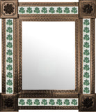 handmade old copper tin tile mirror green white
