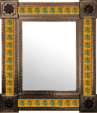 produced by hand old copper tin tile mirror green yellow