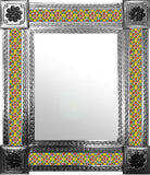 handcrafted natural tin tile mirror terracotta yellow white