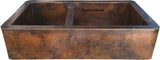 custom hammered European copper kitchen apron sink