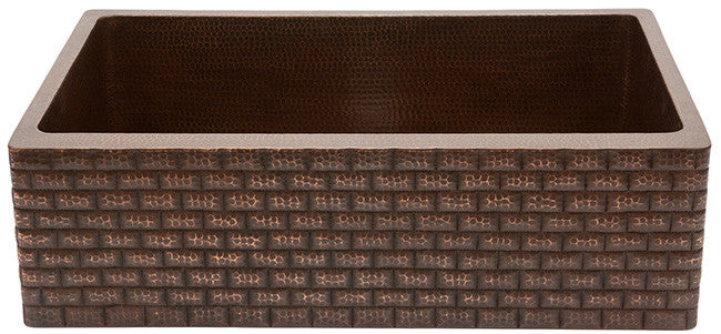 hammered European copper kitchen apron sink