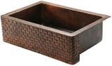 hammered European copper apron sink