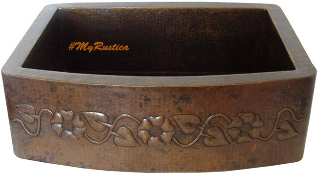 custom rustic copper kitchen apron sink