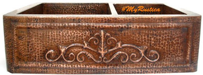 custom made colonial copper kitchen apron sink