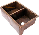 custom hammered modern copper apron sink