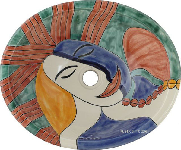Spanish terra cotta talavera bathroom sink