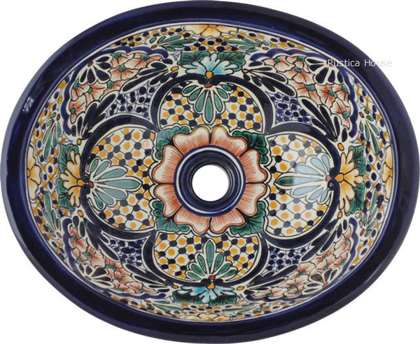 French cobalt talavera bathroom sink