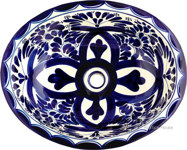 Italian navy blue talavera bathroom sink