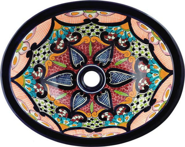 Southern dark blue talavera bathroom sink