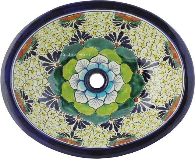 Italian green talavera bathroom sink