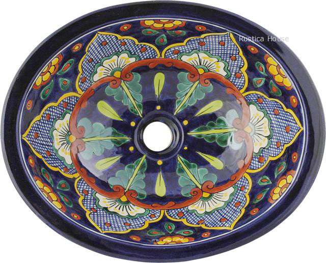 French green cobalt talavera bathroom sink