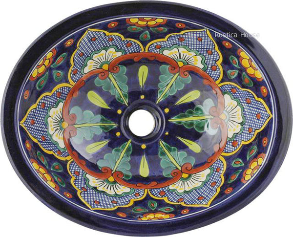 French green cobalt talavera bathroom sink