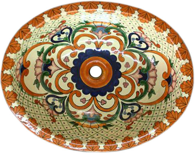Italian brown talavera bathroom sink