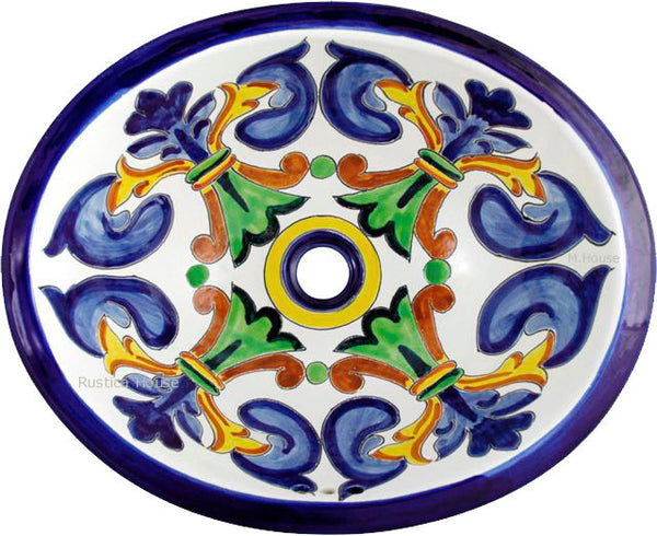 blue green talavera bathroom sink