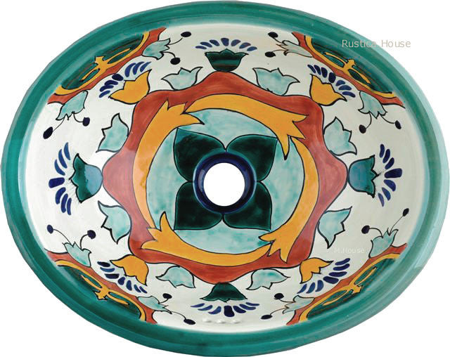 green terra cotta talavera bathroom sink