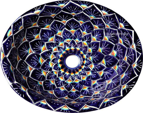 white cobalt talavera bathroom sink