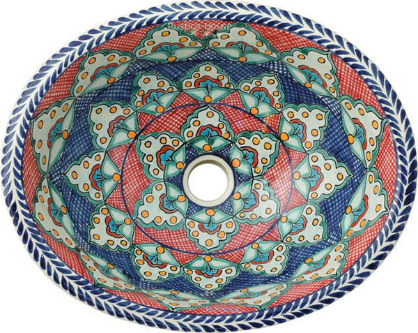 terra cotta green talavera bathroom sink