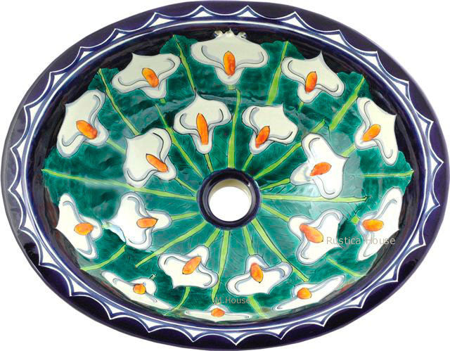 traditional green talavera bathroom sink