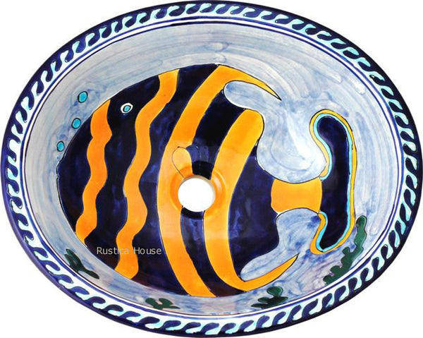 old European yellow talavera bathroom sink