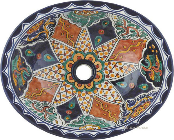 old European terra cotta talavera bathroom sink