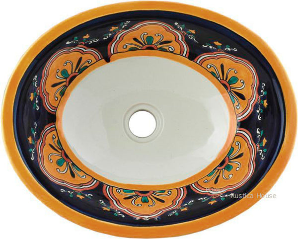 traditional cobalt yellow talavera bathroom sink